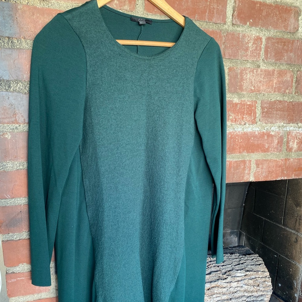 COS dark green long sleeve dress size M
